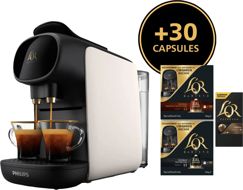 L'OR Barista Sublime LM9012/03 Wit met 30 capsules van Philips – productfoto