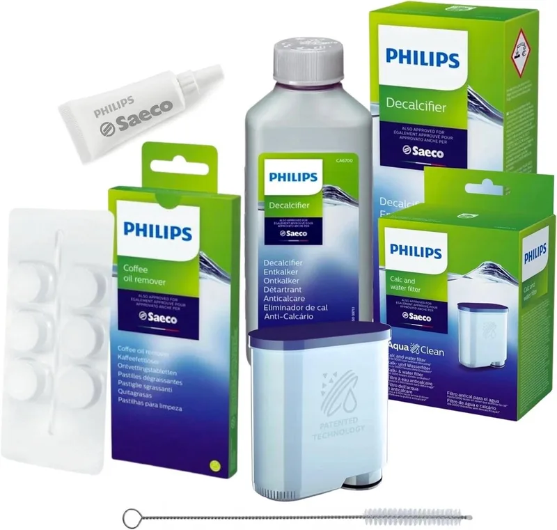 Onderhoudsset Koffiemachine – AquaClean CA6903 Filter, CA6700 Ontkalker, Reinigingstabletten, Smeermiddel & Borstel by Philips – product photo
