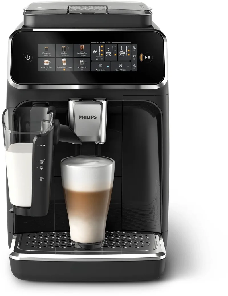 Philips 3300 Series LatteGo EP3341/50 - Espressomachine - 5 Soorten Koffie + Heet Water - Chroom - AquaClean Filter van Philips in Zwart – productfoto