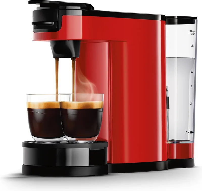 Senseo Switch Koffiemachine HD6592/84 - Pad- en Filterkoffiezetapparaat - Automatische Uitschakeling - Instelbare Intensiteit - Incl Thermische Kan van Philips in Rood – productfoto