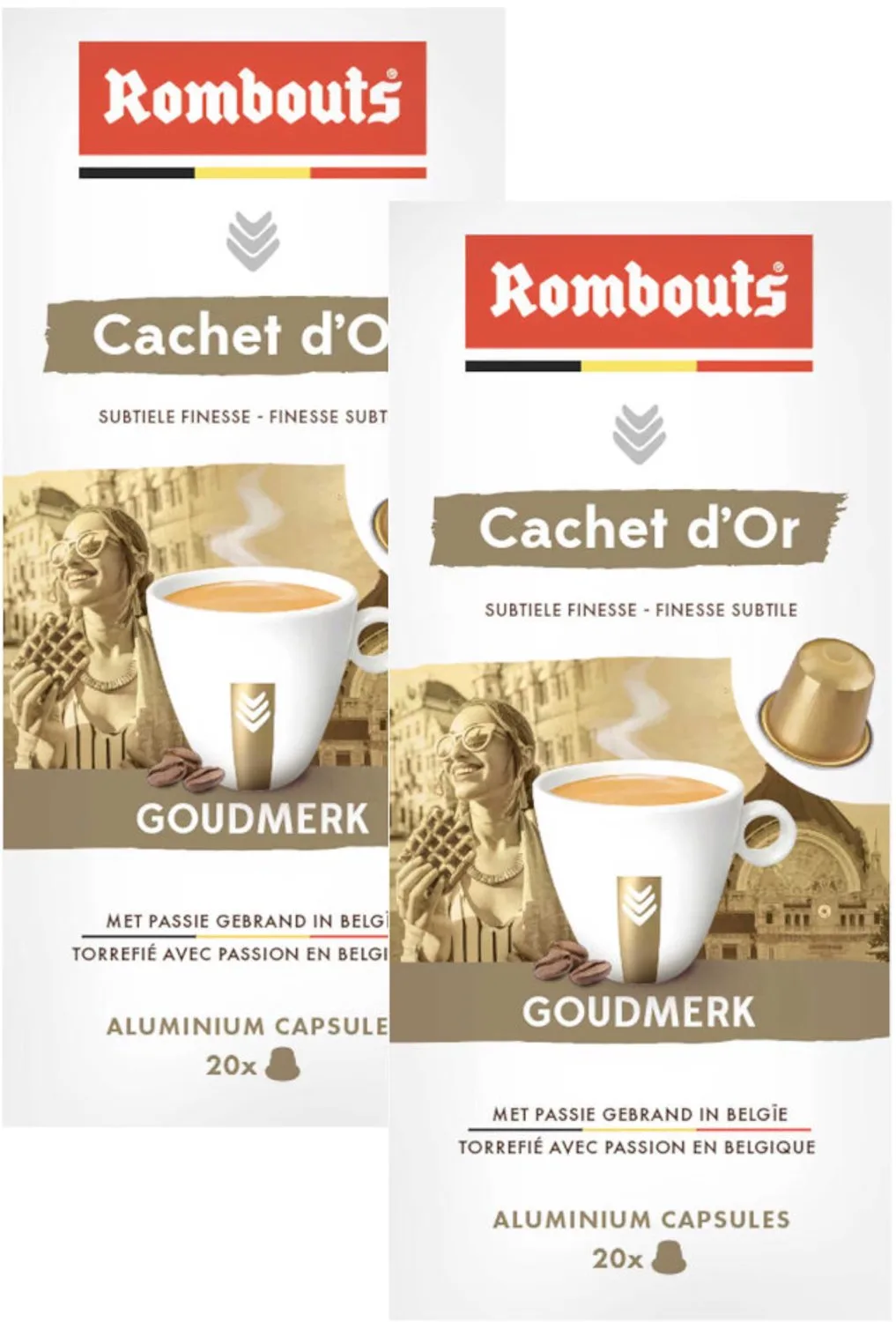 Cachet d'Or Goudmerk - Multipack - 40 (2x20) Koffiecups Compatibel met Nespresso Coffee Machine by Rombouts – product photo