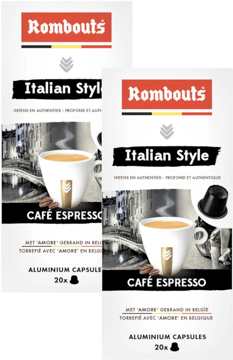Italian Style Cafe Espresso - Multipack - 40 (2x20) Koffiecups Compatibel met Nespresso Coffee Machine van Rombouts – productfoto