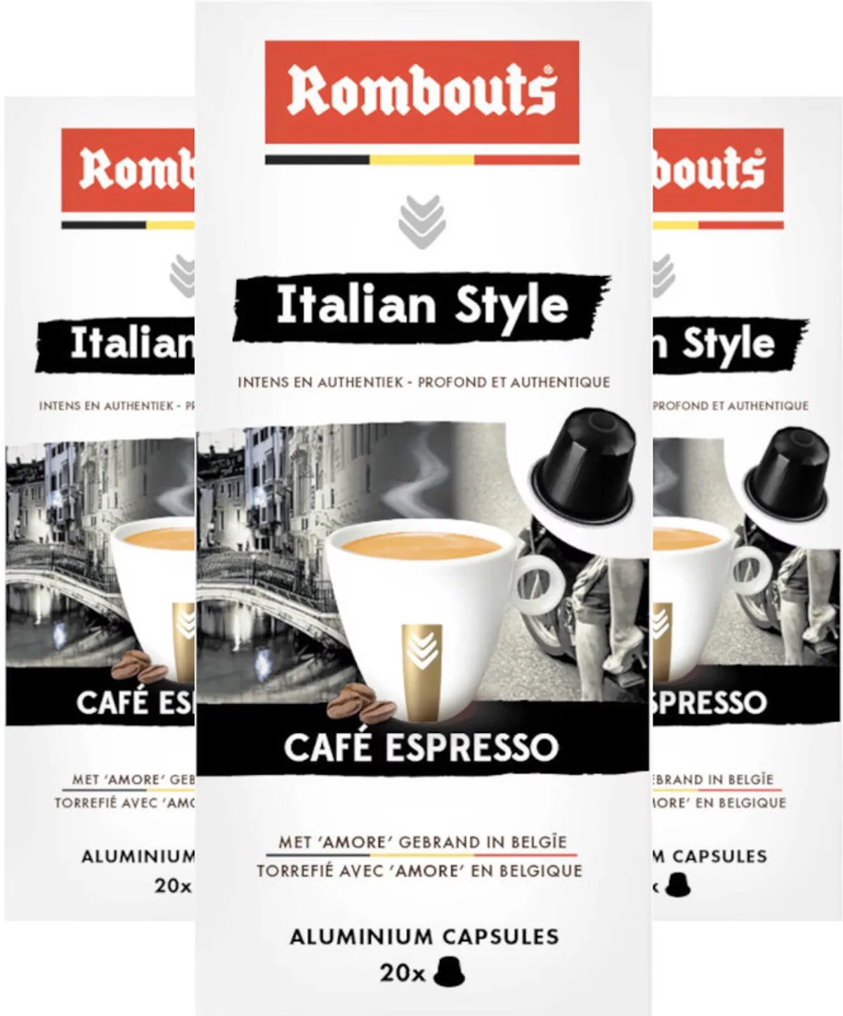 Italian Style Cafe Espresso - Multipack - 60 (3x20) Koffiecups Compatibel met Nespresso Coffee Machine van Rombouts – productfoto