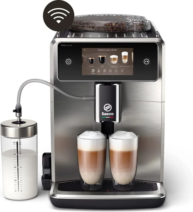 Xelsis Deluxe SM8785/00 - Espressomachine - Koffiemachine met bonen - 22 Soorten Warme Drankjes - Zwart / Zilver - + AquaClean Filter van Saeco in Zwart, Grijs – productfoto