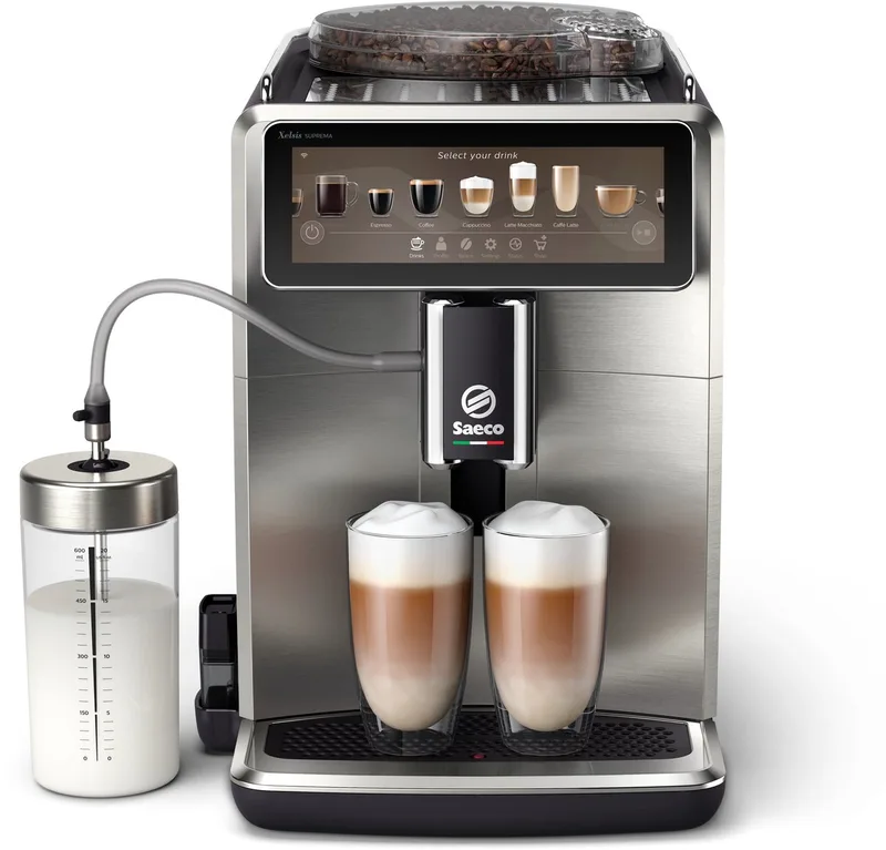 Xelsis Suprema volautomatische espressomachine, 22 koffiespecialiteiten, 8 profielen, rvs (SM8885/00) van Saeco in Grijs – productfoto