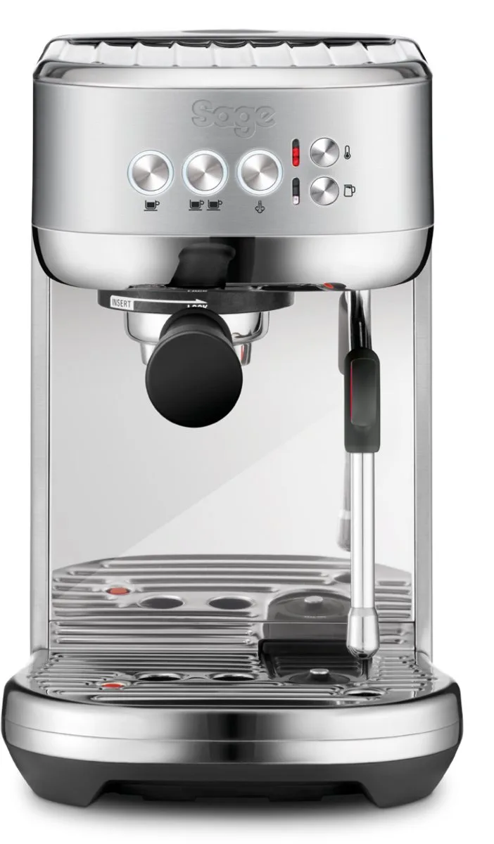 SES500BSS the Bambino Plus Brushed Stainless Steel - Pistonmachine - 3 seconden opwarmtijd - Espressomachine van Sage in Zilver – productfoto