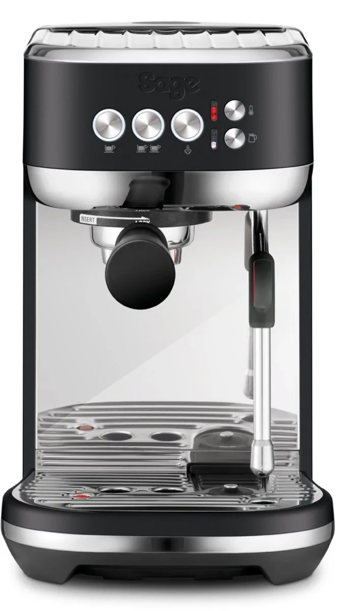SES500BTR the Bambino Plus Black Truffle - Mat - Pistonmachine - Automatisch stoompijpje - Espressomachine van Sage in Zwart – productfoto