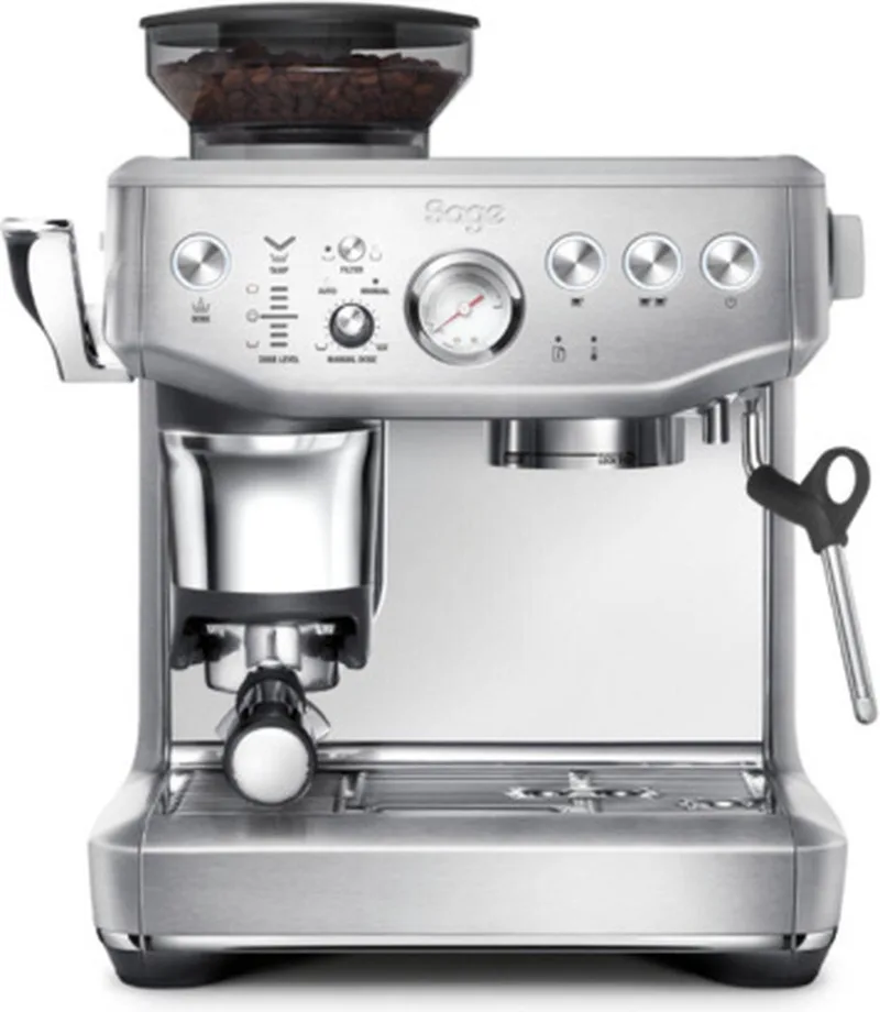 SES876BSS the Barista Express Impress - RVS Pistonmachine - Assisted Tamping - Dose assist - Espressomachine van Sage in Brushed Stainless Steel – productfoto