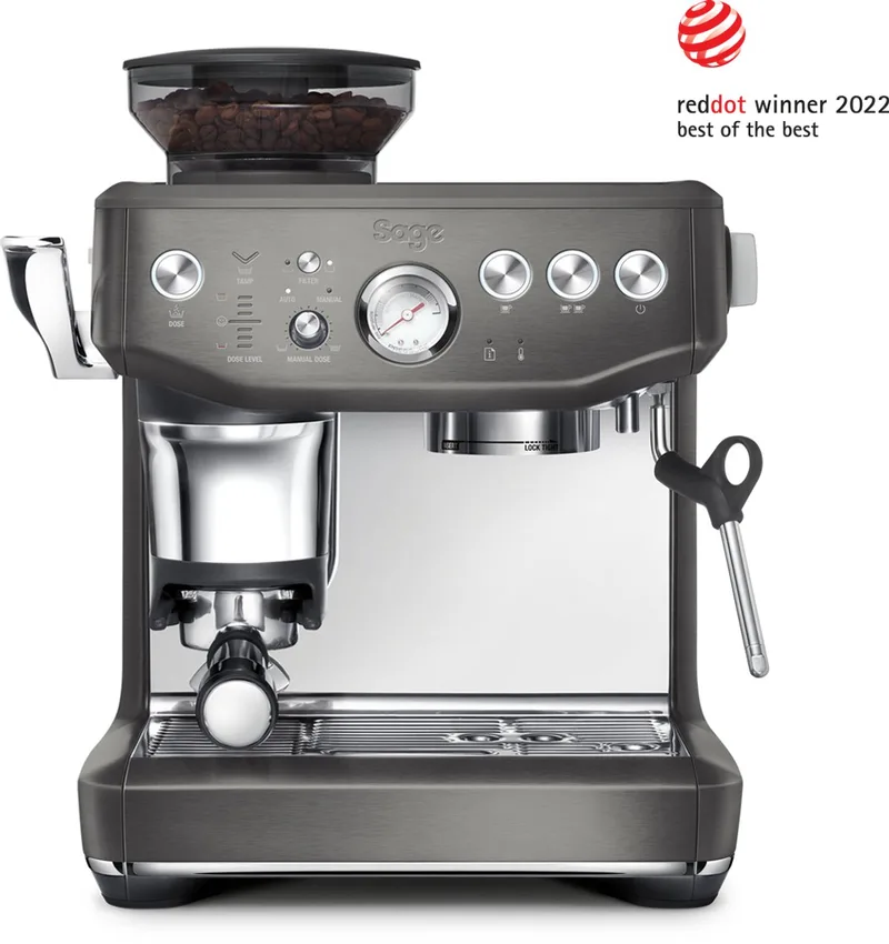 SES876BST the Barista Express Impress Black Stainless Steel - Pistonmachine van Sage in RVS Zwart – productfoto