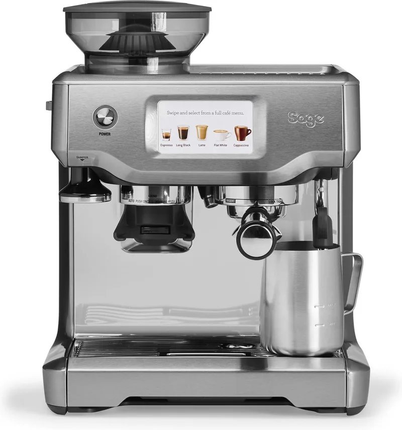 SES880BSS the Barista Touch Brushed Stainless Steel - RVS - Pistonmachine - Touchscreen - Automatisch stoompijpje - Espressomachine von Sage in RVS Roestvrijstaal – Produktfoto