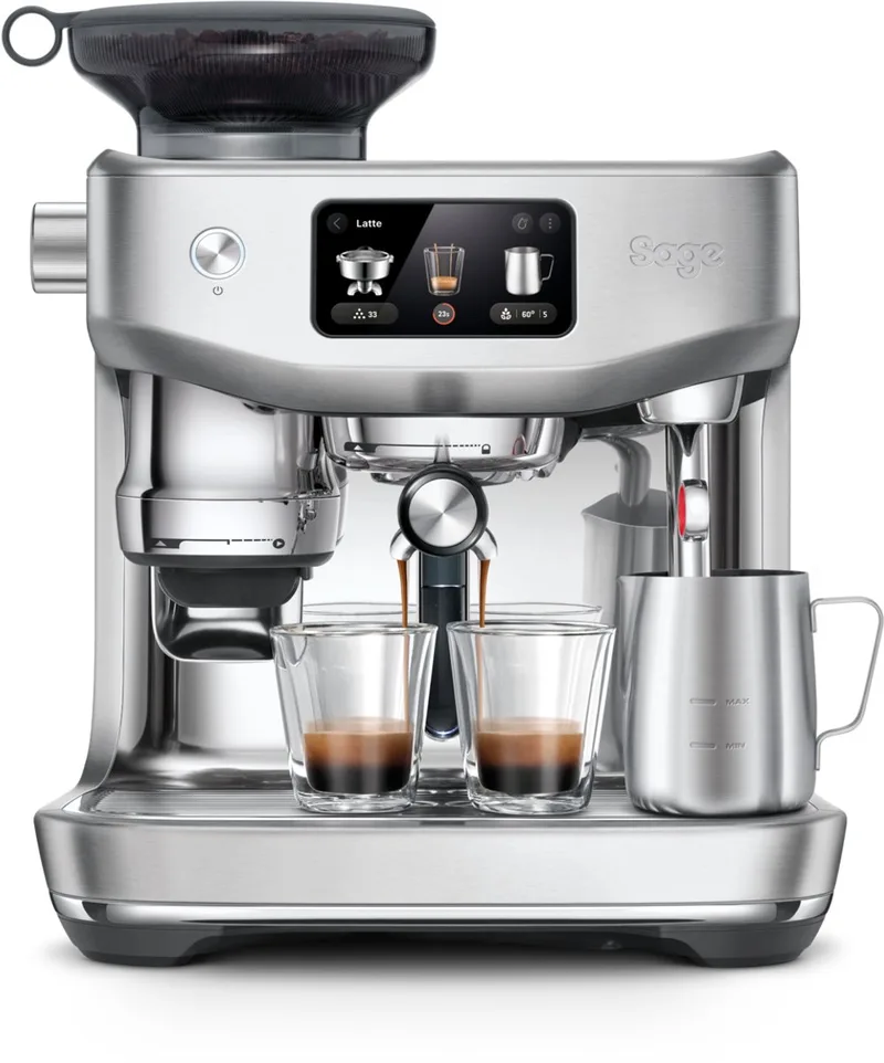 SES985BSS the Oracle Jet Brushed Stainless Steel - RVS - Pistonmachine - Touchscreen - Cold Brew - Automated tamping - Espressomachine van Sage in RVS – Roestvrijstaal – productfoto