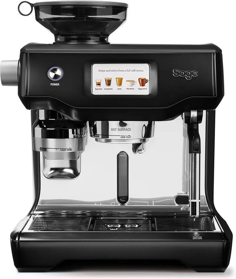 the Oracle™ Touch Steel Pistonmachine van Sage in Black Stainless – productfoto