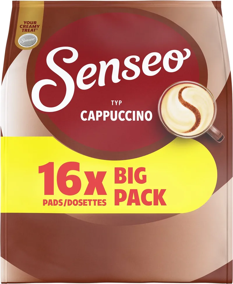 Cappuccino Koffiepads - Intensiteit 2/9 - Voordeelverpakking 4 x 16 pads van Senseo – productfoto