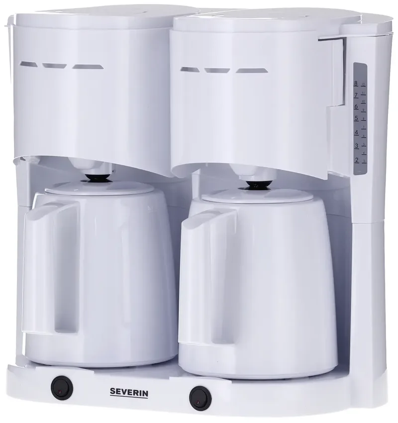 Duo Koffiezetapparaat 2x 8 Koppen van Severin in Wit – productfoto 3 van 3