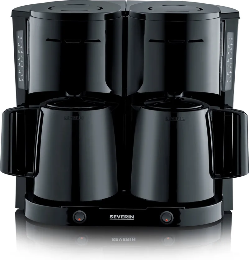 Duo Koffiezetapparaat 2x 8 Koppen van Severin in Zwart – productfoto