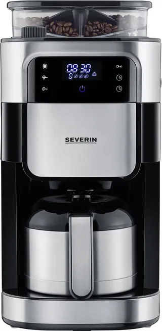 KA 4814 Filter Koffiezetapparaat met bonenmaler - Hoogwaardige thermoskan - Extra stille werking - Zwart / Rvs van Severin in Zwart, Rvs – productfoto 2 van 2