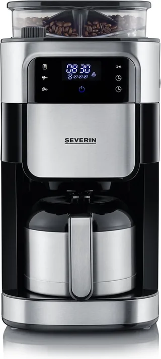 KA 4814 Filter Koffiezetapparaat met bonenmaler - Hoogwaardige thermoskan - Extra stille werking - Zwart / Rvs van Severin in Zwart, Rvs – productfoto 1 van 2