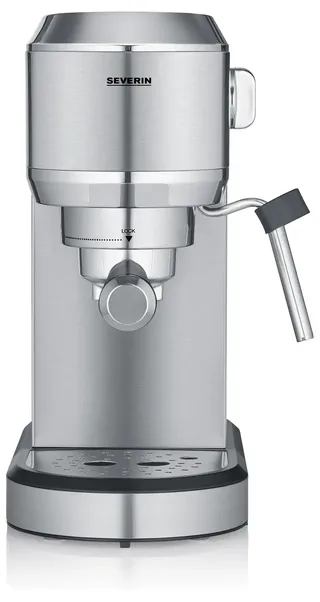 KA 5997 Espressomachine ‘Newspresa’, ca. 1350 W, Hoogwaardig RVS portafilter in sterk design met krachtige Italiaanse 19 bar ULKA pomp voor een perfecte crema en ideale aromaontwikkeling van Severin in Zilver – productfoto 3 van 3