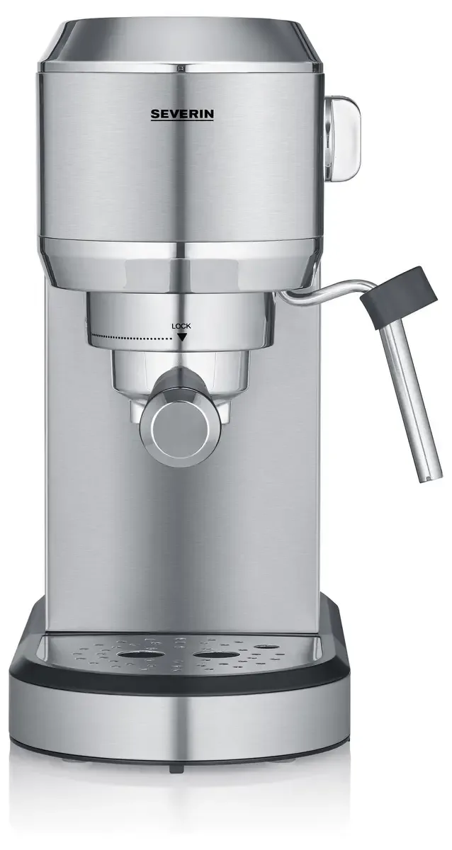 KA 5997 Espressomachine ‘Newspresa’, ca. 1350 W, Hoogwaardig RVS portafilter in sterk design met krachtige Italiaanse 19 bar ULKA pomp voor een perfecte crema en ideale aromaontwikkeling van Severin in Zilver – productfoto 3 van 3