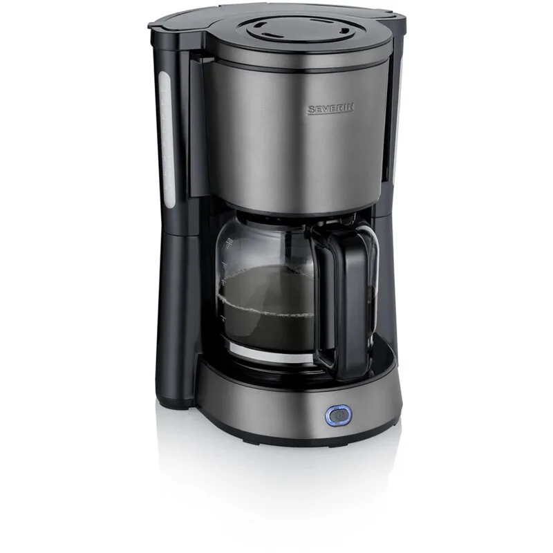 Kaffeemaschine, Kaffeeautomat mit Glaskanne, Durchbrühdeckel und Tropfstopp, Schwenkfilter, Abschaltautomatik, integriertes Kabelfach 1,25 L Füllmenge, 1000 Watt, dark inox, KA 9340 de Severin – photo produit
