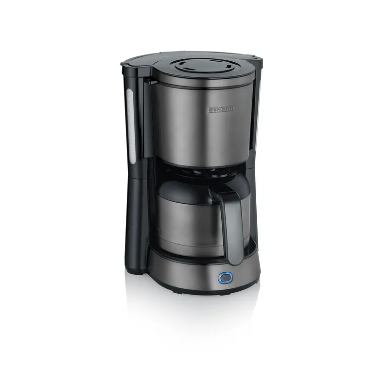 Kaffeemaschine, Kaffeeautomat mit Thermokanne, Durchbrühdeckel und Tropfstopp, Schwenkfilter, Abschaltautomatik, integriertes Kabelfach, 1 L Füllmenge, 1000 Watt, dark inox, KA 9343 de Severin – photo produit