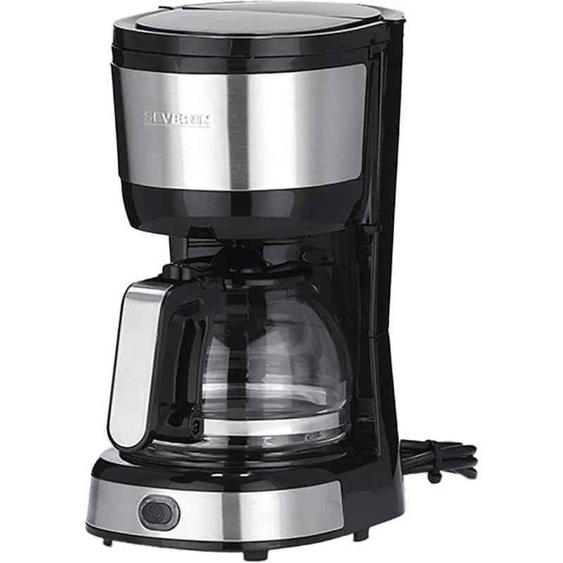 Kompakt Kaffeemaschine, aromatischer Kaffee mit dem Kaffeebereiter für bis zu 4 Tassen, Filterkaffeemaschine mit Permanent-Schwenkfilter, Edelstahl/schwarz, KA 4808 von Severin – Produktfoto