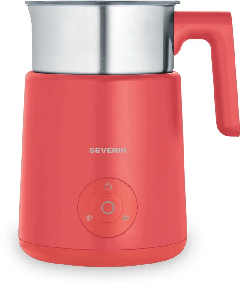 SM 3595 Spuma Lite Inductie Melkopschuimer – 400 ml – Warm & Koud Opschuimen – Chocoladefunctie van Severin in Koraalrood – productfoto