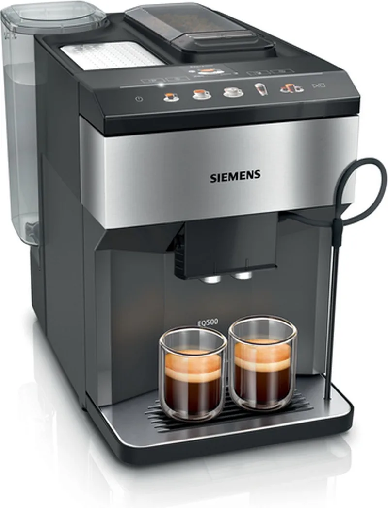 EQ.500 TP517DF3 - Volautomatische espressomachine - zwart - roestvrijstaal - Met bonenmaler - TFT display van Siemens in Zwart, Roestvrijstaal – productfoto