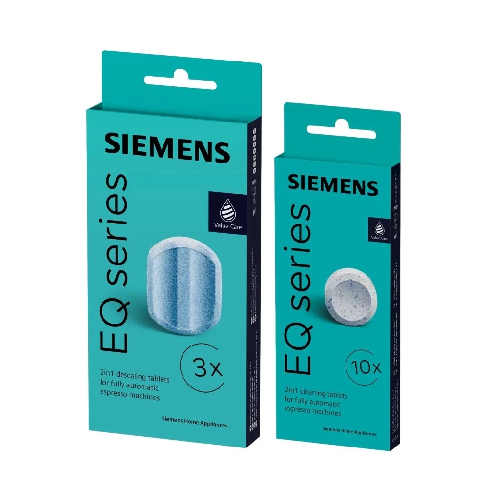 EQ Ontkalkingstabletten (3 stuks) + Reinigingstabletten (10 stuks) von Siemens – Produktfoto