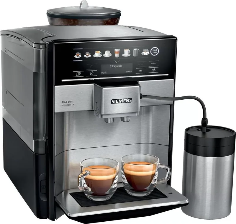 EQ6 Plus ExtraKlasse TE657F03DE - Volautomatische espressomachine - Inclusief RVS melkbeker - RVS från Siemens i Rvs – produktbild