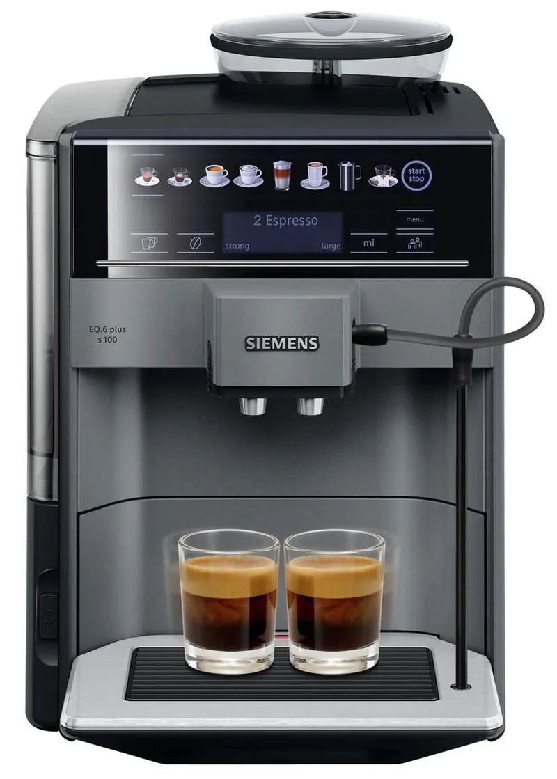 EQ6 Plus s100 TE651209RW - Volautomatische espressomachine - Koffiemachine met bonen fra Siemens i Antraciet grijs – produktbillede