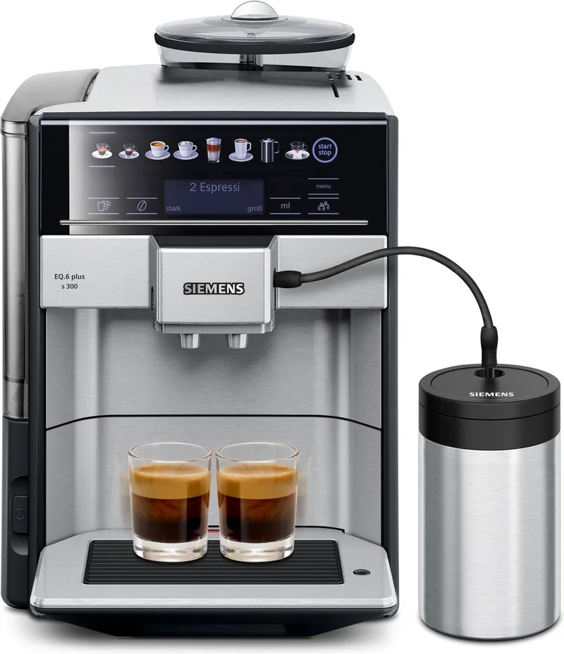 EQ6 Plus s300 TE653M11RW - Volautomatische espressomachine van Siemens in Zilver – productfoto