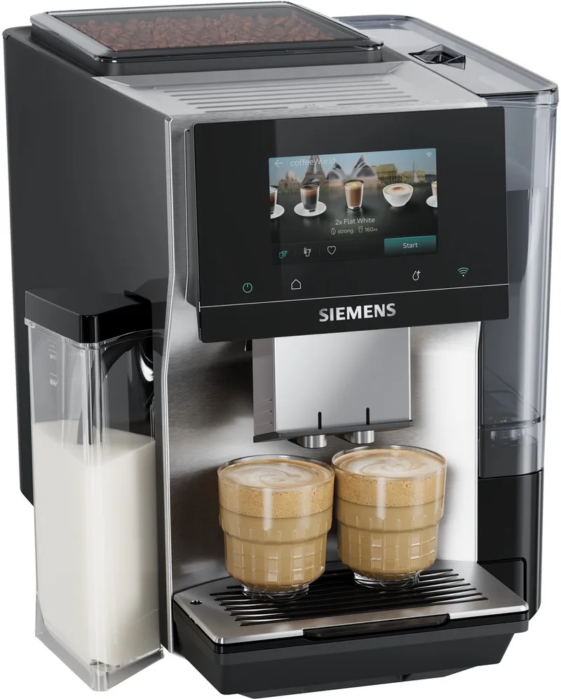 EQ700 iAroma TQ727E03 - Volautomatische koffiemachine - RVS - Keramische maalschijven van Siemens in TQ727E03 – Met melkreservoir – RVS – productfoto