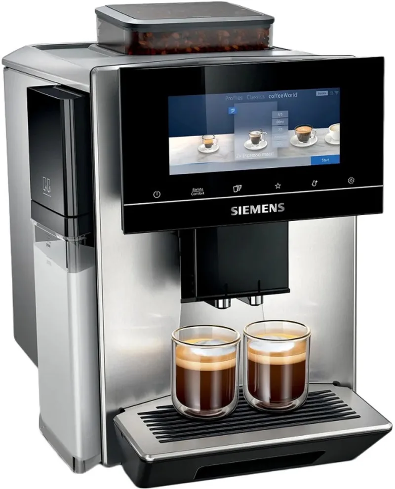 EQ900 Plus - TQ903RZ3 - Volautomatische espressomachine - RVS de Siemens en RVS met zwarte uitloop – photo produit