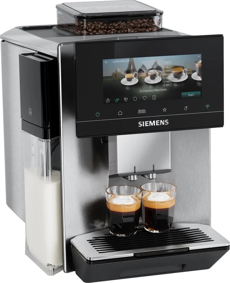 EQ900Plus iAroma TQ923EZ3 - Volautomatische koffiemachine - RVS - Keramische maalschijven von Siemens in RVS – Automatisch reiniging en ontkalking dmv cartridges – Produktfoto