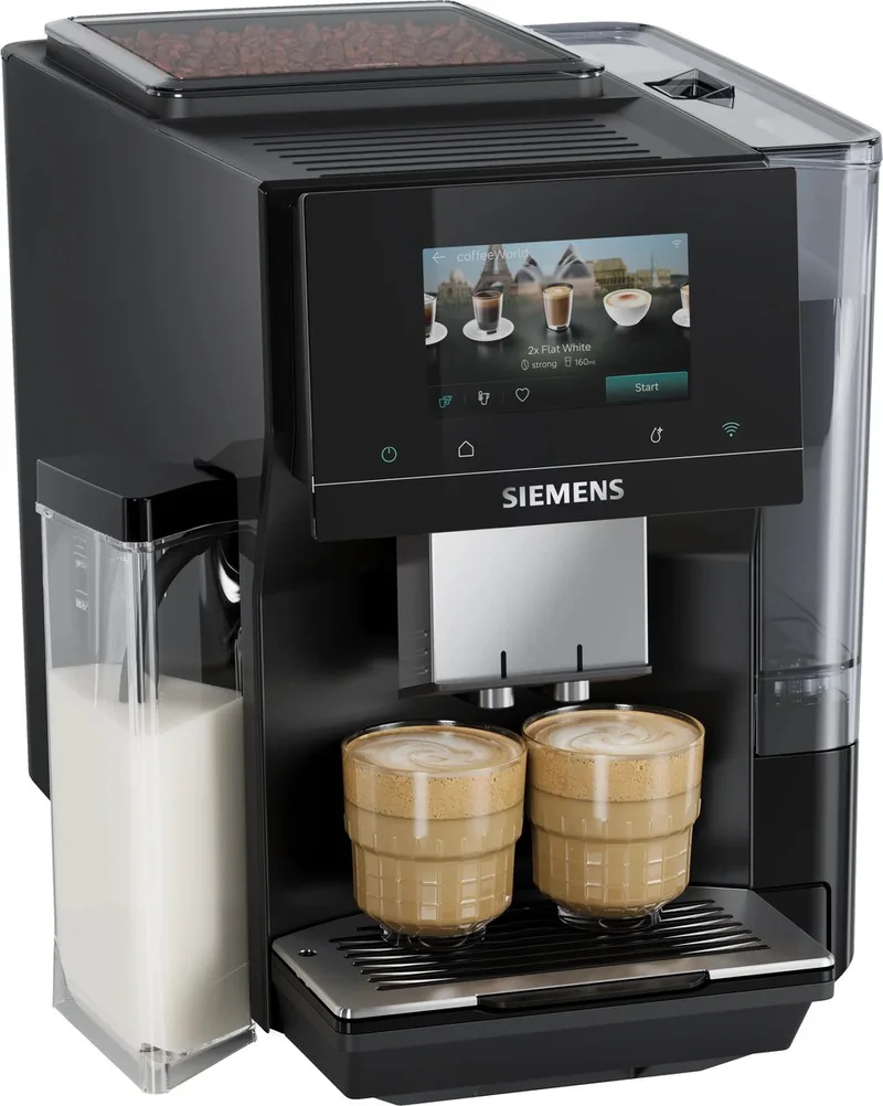 Espresso volautomaat EQ700 iAroma TQ7X5B03 van Siemens in Roestvrijstaal, Zwart – productfoto