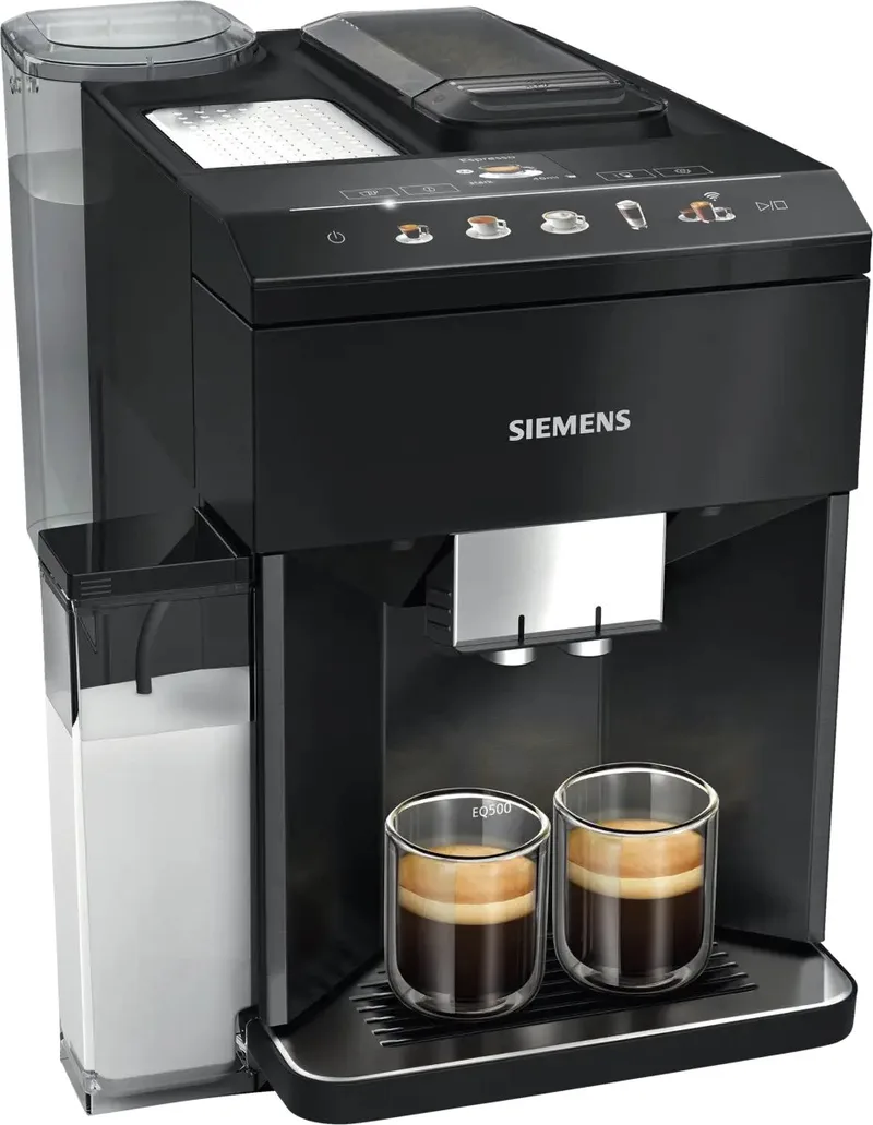 iQ500 TQ518DF3 - Volautomatisch espressomachine - zwart von Siemens in Schwarz, Roestvrijstaal – Produktfoto