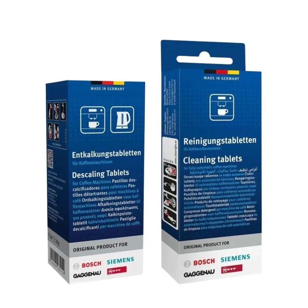 Ontkalkingstabletten (6 stuks) + Reinigingstabletten (10 stuks) by Siemens – product photo