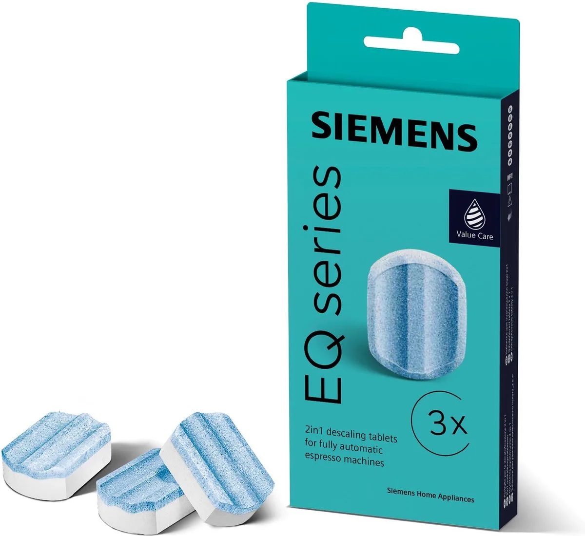 Ontkalkingstabletten voor volautomatische koffiemachines - EQ Series - 2in1 - 3 x 36gr de Siemens en Bleu – photo produit
