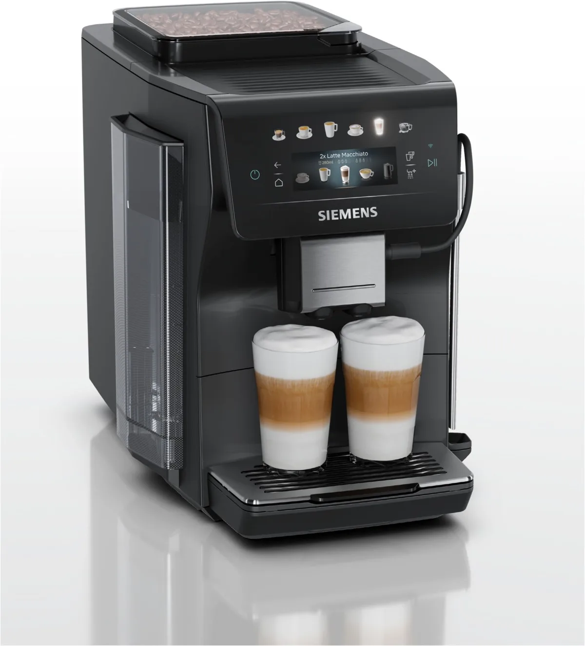 TP601E19 Kaffee-Vollautomat Klavierlack schwarz, Keramik-Mahlwerk, 15 bar, 1,8 l, Steuerung über Smartphone von Siemens – Produktfoto