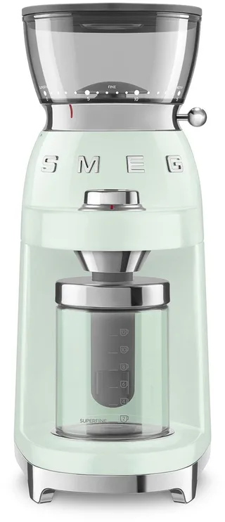 CGF03PGEU Elektrische Koffiemolen - Koffiebonenmaler - 30 Maalstanden - RVS Kegelmaalwerk - Voor Espresso, Filterkoffie & French Press - 240g Bonenreservoir - '50s Style van Smeg in Watergroen – productfoto 1 van 6