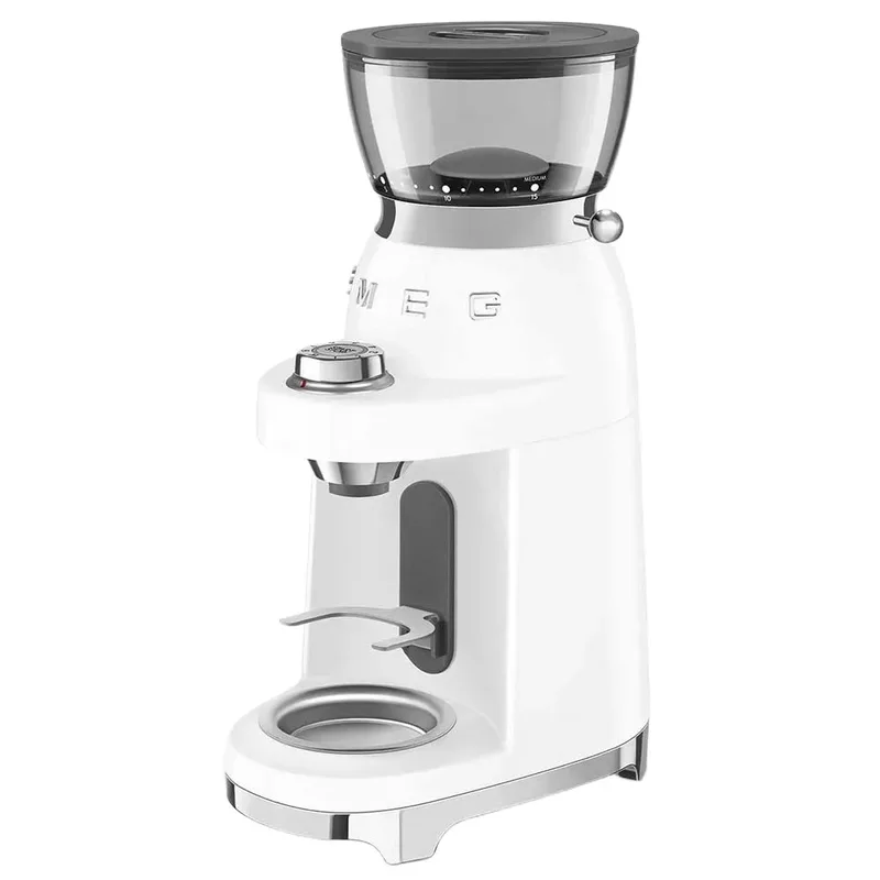CGF03WHEU Elektrische Koffiemolen - Koffiebonenmaler - 30 Maalstanden - RVS Kegelmaalwerk - Voor Espresso, Filterkoffie & French Press - 240g Bonenreservoir - '50s Style van Smeg in Wit – productfoto 2 van 6