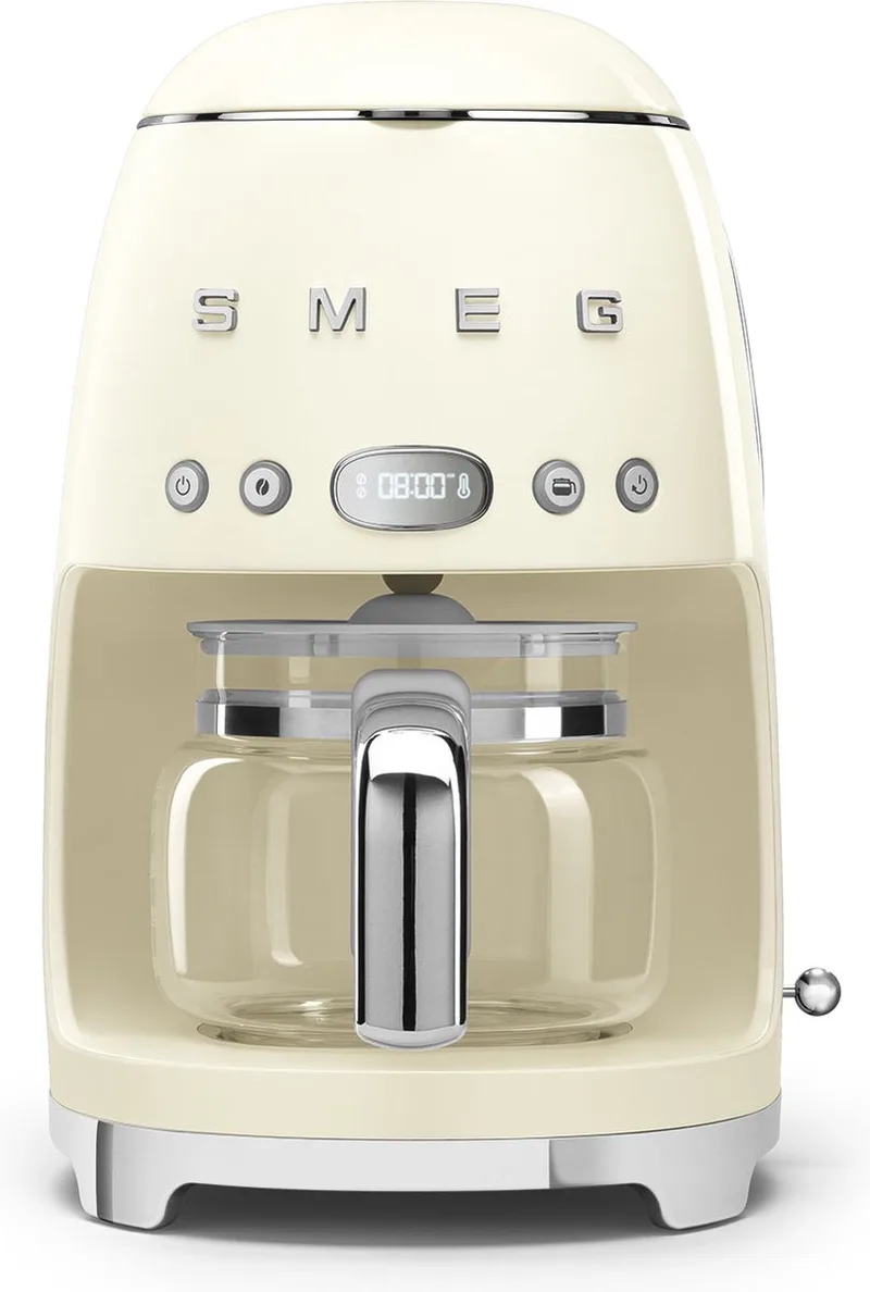 DCF02CREU Filterkoffiemachine - Koffiezetapparaat - 10 Koppen - Warmhoudfunctie 40 min - Aroma Instelling - Programmeerbare Startfunctie - 50’s Style van Smeg in Crème – productfoto