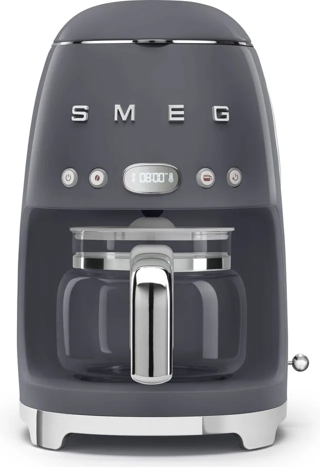 DCF02GREU Filterkoffiemachine - Koffiezetapparaat - 10 Koppen - Warmhoudfunctie 40 min - Aroma Instelling - Programmeerbare Startfunctie - 50’s Style - Leigrijs