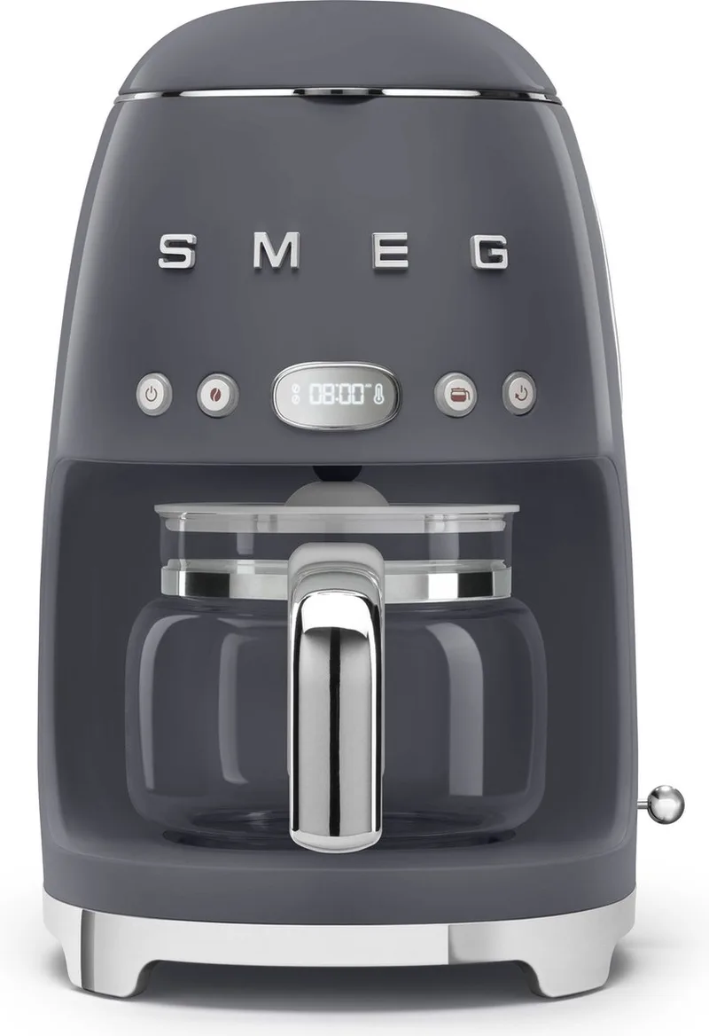 DCF02GREU Filterkoffiemachine - Koffiezetapparaat - 10 Koppen - Warmhoudfunctie 40 min - Aroma Instelling - Programmeerbare Startfunctie - 50’s Style - Leigrijs van Smeg in Lei Grijs – productfoto