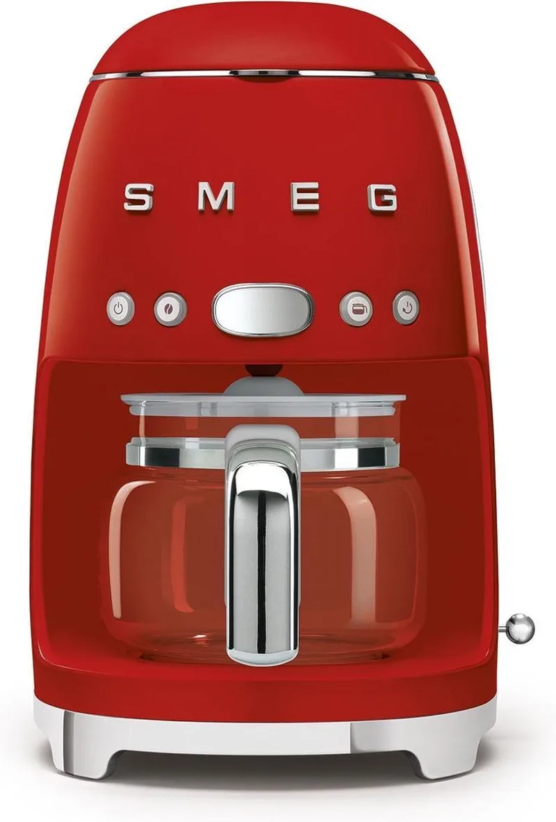 DCF02RDEU Filterkoffiemachine - Koffiezetapparaat - 10 Koppen - Warmhoudfunctie 40 min - Aroma Instelling - Programmeerbare Startfunctie - 50’s Style by Smeg in Red – product photo