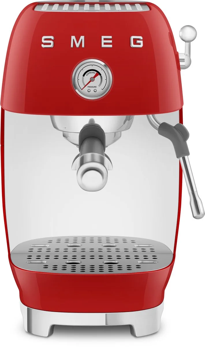 ECF03RDEU Handmatige Espressomachine - Pistonmachine - Cold Brew - 15 Bar - 58 mm Filterdrager - Thermoblock - Professionele Stoompijp - '50s Style van Smeg in Rood – productfoto