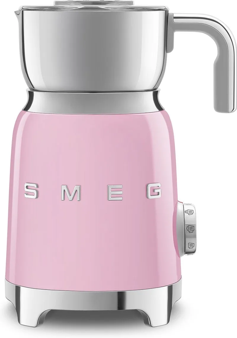 MFF11PKEU Melkopschuimer - Inductie - 500W - 6 Programma's - Warme & Koude Melkschuim - RVS Kan - '50s Style van Smeg in Roze – productfoto
