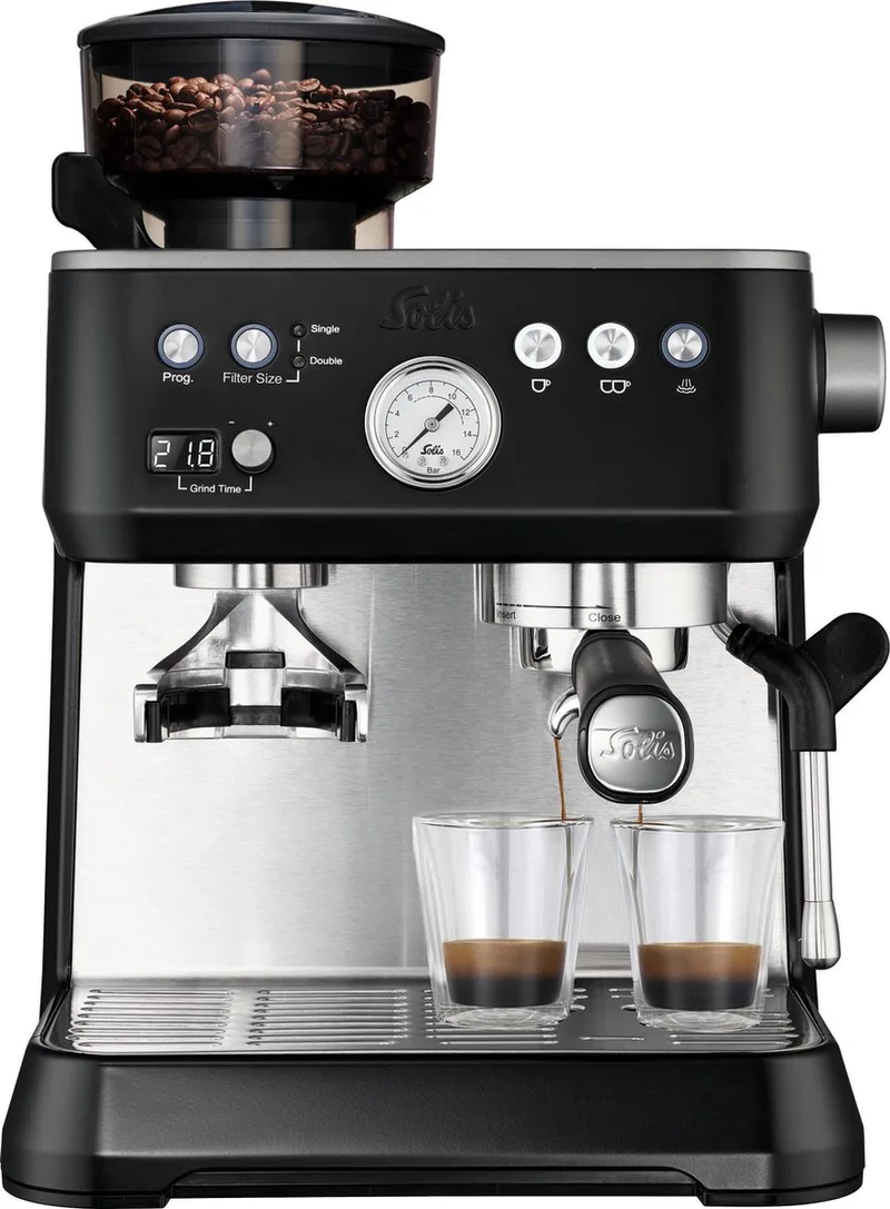 Grind & Infuse Perfetta 1019 Espressomachine - Pistonmachine - Koffiemachine met Bonen van Solis in Zwart – productfoto