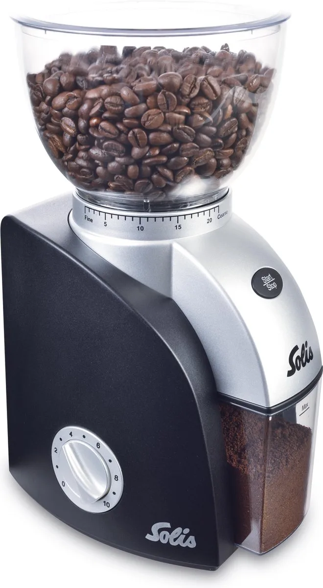 Scala Plus 1661 Koffiemolen Elektrisch - Coffee Grinder - Koffiemaler met 22 Maalinstellingen - Zwart van Solis in Zilver – productfoto